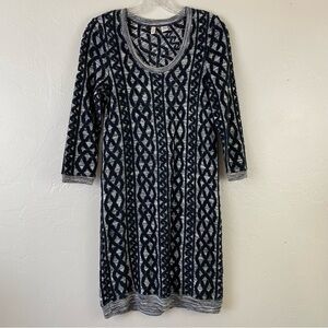 Anthropologie Moth Size XS Black Rib Knit Long Sleeve Scoop Neck Sweater Dress